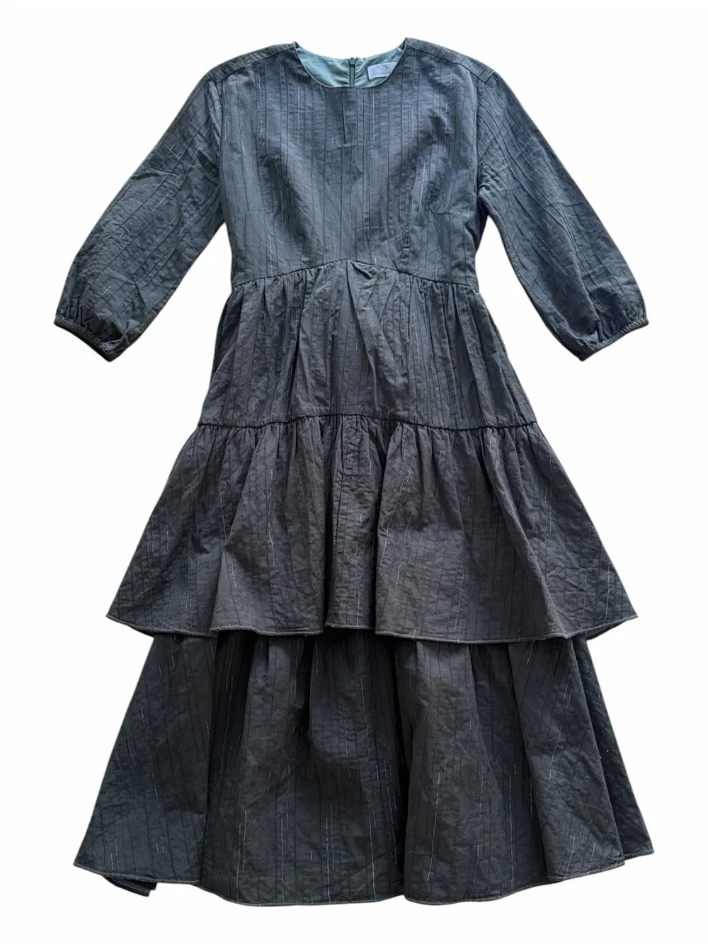 Sabrina Lachapelle Dark Gray Tiered Long Sleeve Dress